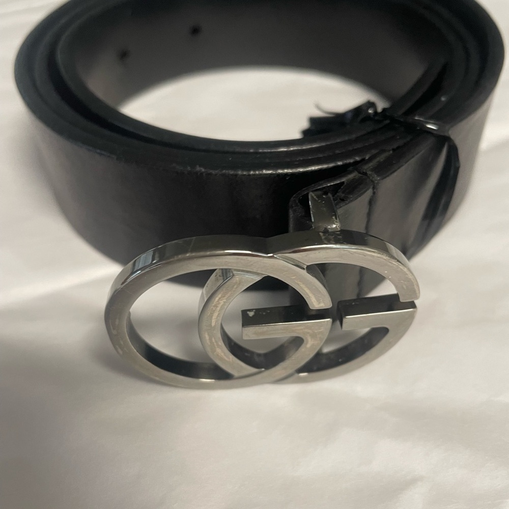 Gucci Mens Black Leather Belt 34 Waist